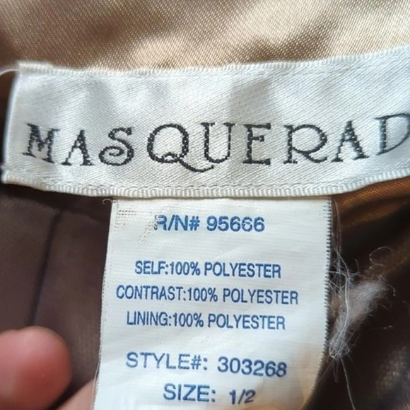 Masquerade Strapless Gold Formal Mini Dress with Lace Shrug/ size 1/2 - Picture 8 of 10